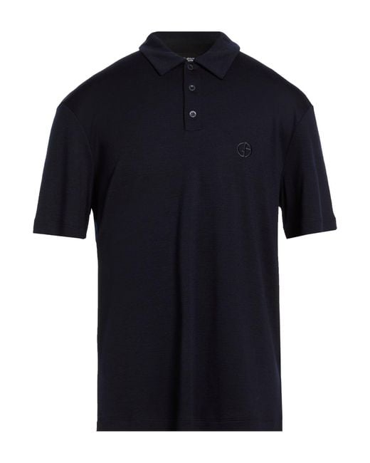 Giorgio Armani Blue Polo Shirt Wool for men