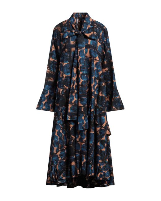 ODEEH Blue Midi Dress Cotton
