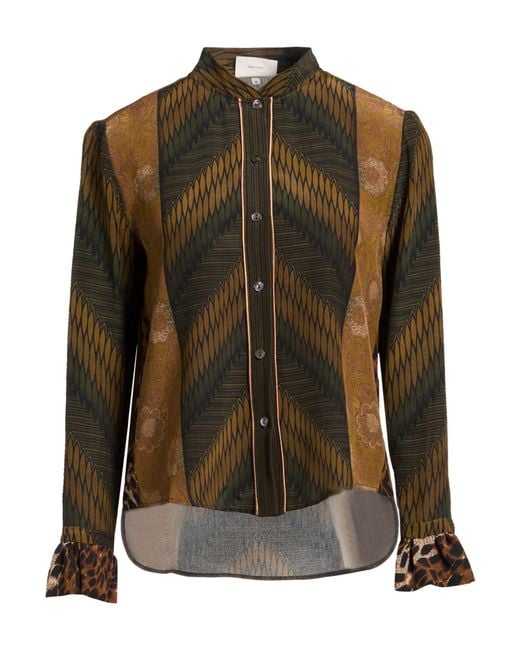 Pierre Louis Mascia Green Military Shirt Silk