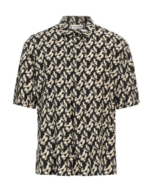 Saint Laurent Black Abstract-print Cotton Shirt for men