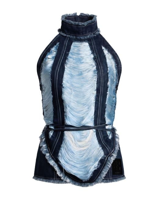 Off-White c/o Virgil Abloh Blue Top Cotton, Polyester
