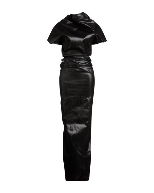 Rick Owens Black Maxi Dress Cotton, Elastomultiester, Rubber