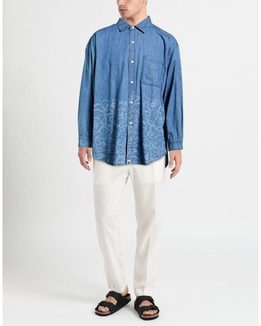 A Bathing Ape Blue Denim Shirt Cotton for men