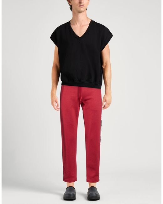 Bikkembergs Red Burgundy Pants Polyester, Cotton for men