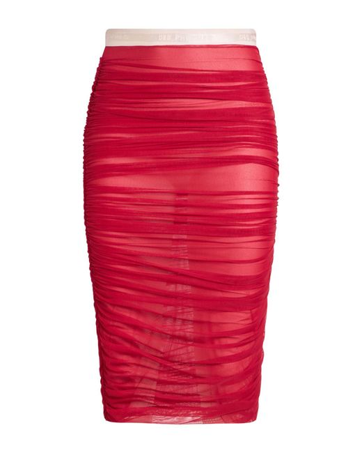 DES_PHEMMES Red Midi Skirt Polyamide, Elastane