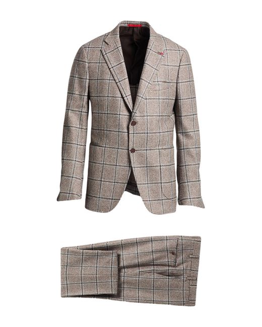 Isaia Gray Chocolate Suit Wool for men