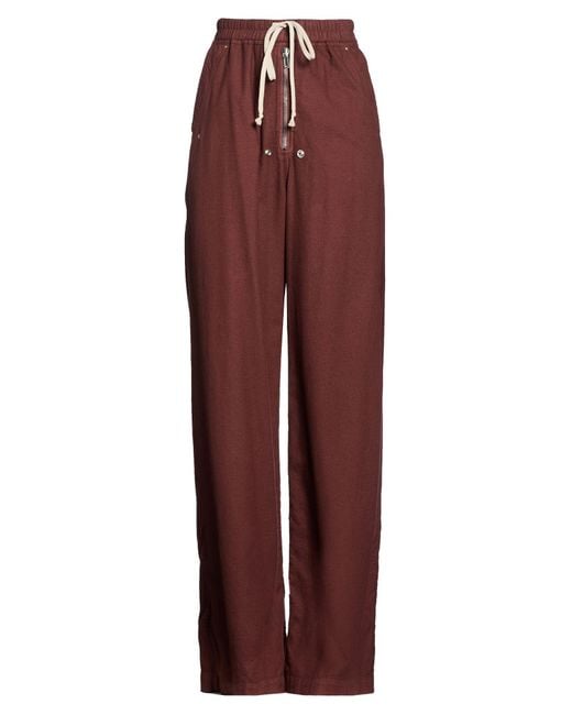 Rick Owens Red Pants Cotton