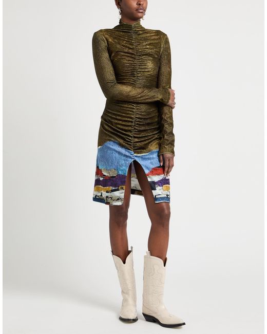 Stella Jean Green Military Midi Dress Polyester