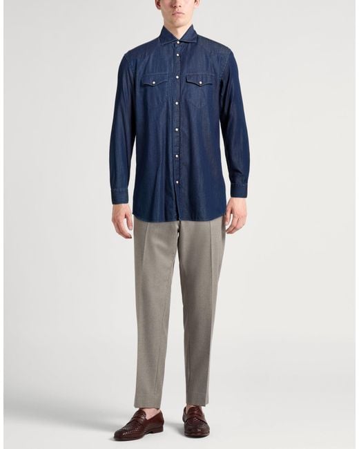 Moorer Blue Denim Shirt for men