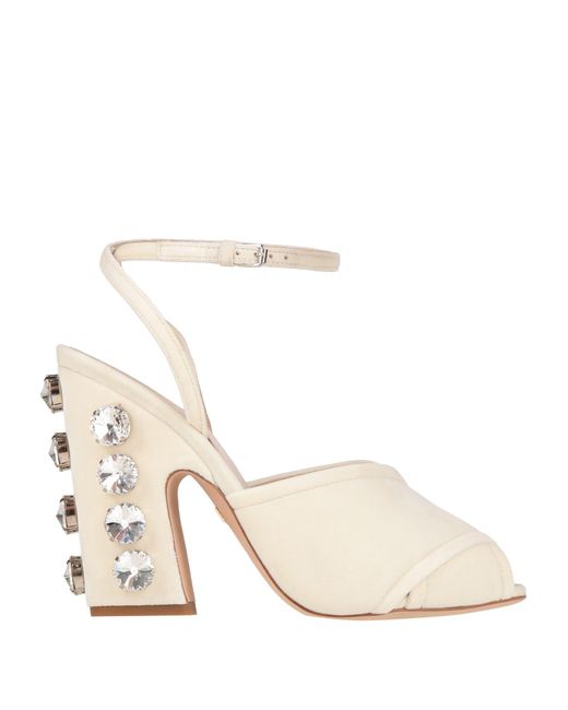 Giambattista Valli Natural Cream Sandals Textile Fibers