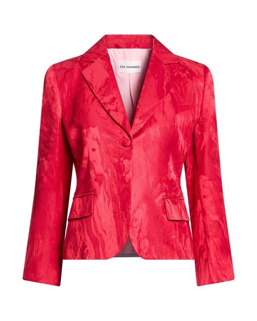 DES_PHEMMES Red Blazer Cotton, Viscose