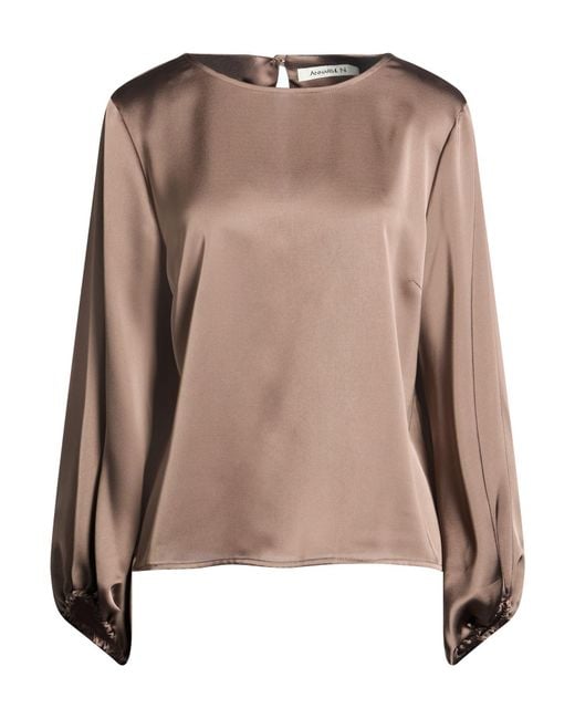 Annarita N. Brown Taupe Top Polyester