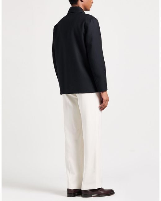 Sandro Black Jacket Polyester, Virgin Wool for men