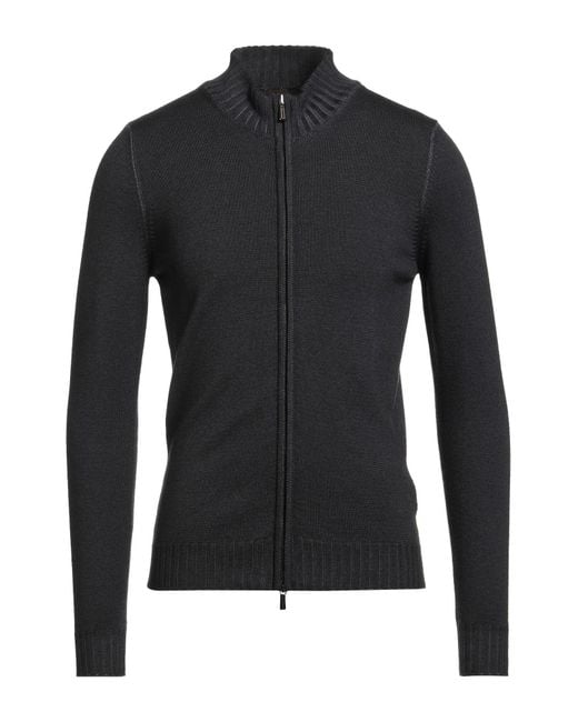 Moorer Black Cardigan Virgin Wool for men