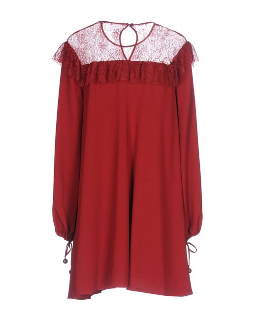 Philosophy Di Lorenzo Serafini Lace Short Dress in Maroon (Red) - Lyst