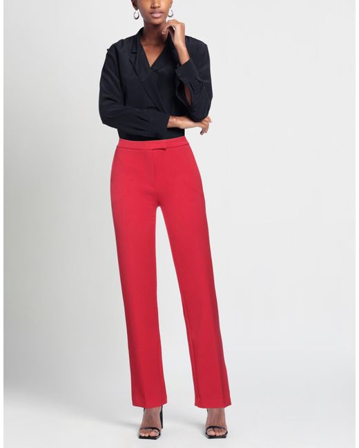 DOUBLE C Red Pants Polyester, Viscose, Elastane
