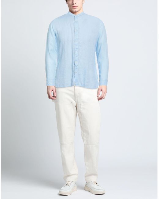 Tintoria Mattei 954 Blue Sky Shirt Linen for men