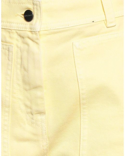 Palm Angels Yellow Denim Shorts