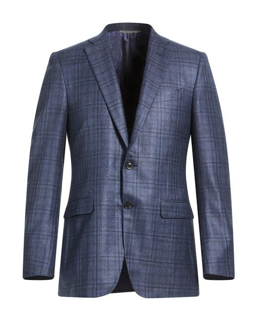 Canali Blue Slate Blazer Silk, Cashmere for men