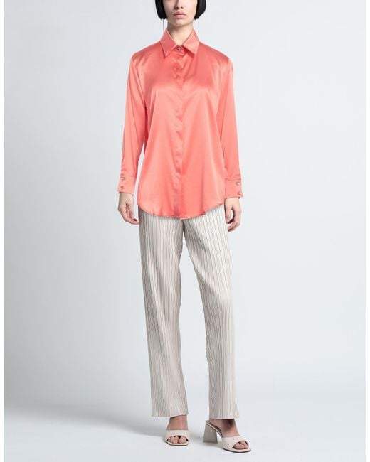 Camicettasnob Pink Coral Shirt Silk, Elastane