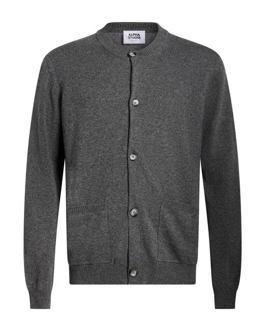 Alpha Studio Gray Cardigan Cashmere for men