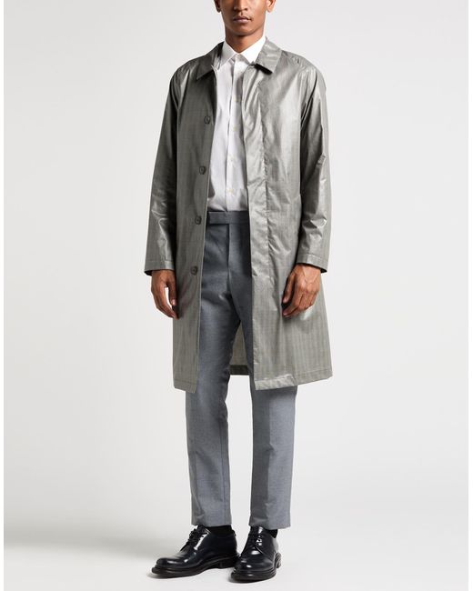 Hevò Gray Overcoat & Trench Coat Cotton, Polyurethane, Linen for men