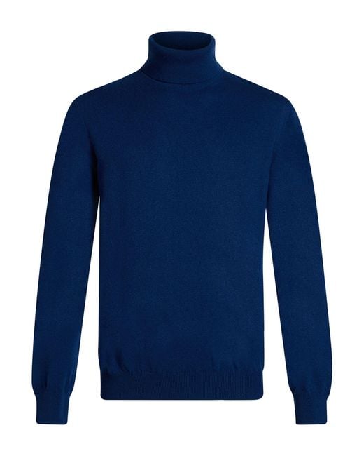 Alpha Studio Blue Turtleneck Cashmere for men