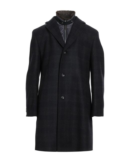 EDUARD DRESSLER Black Midnight Coat Wool, Polyamide for men