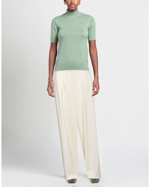 SOLOTRE White Pants Polyester, Virgin Wool, Elastane