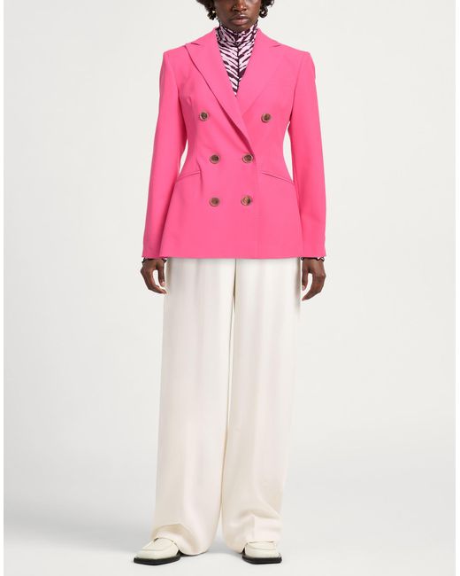 Semicouture Pink Fuchsia Blazer Polyester, Viscose, Elastane