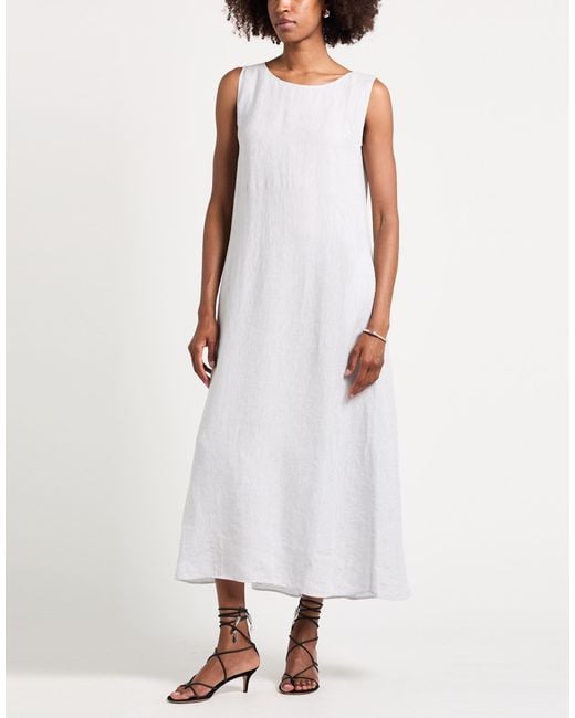Robert Friedman White Light Maxi Dress Linen