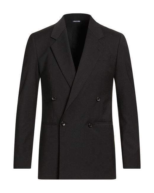 Reveres 1949 Black Blazer Polyester, Virgin Wool, Elastane for men