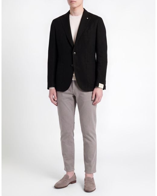 L.b.m. 1911 Black Blazer Linen, Cotton for men