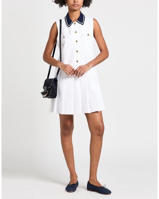 Sandro White Mini Dress Viscose, Polyamide, Elastane