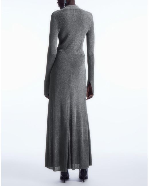 COS Gray Sparkly Ribbed-knit Maxi Skirt