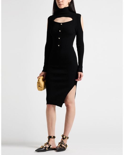 SIMONA CORSELLINI Black Midi Dress Viscose, Polyester