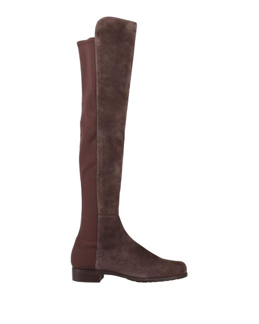 Stuart Weitzman Brown Boot Leather, Textile Fibers