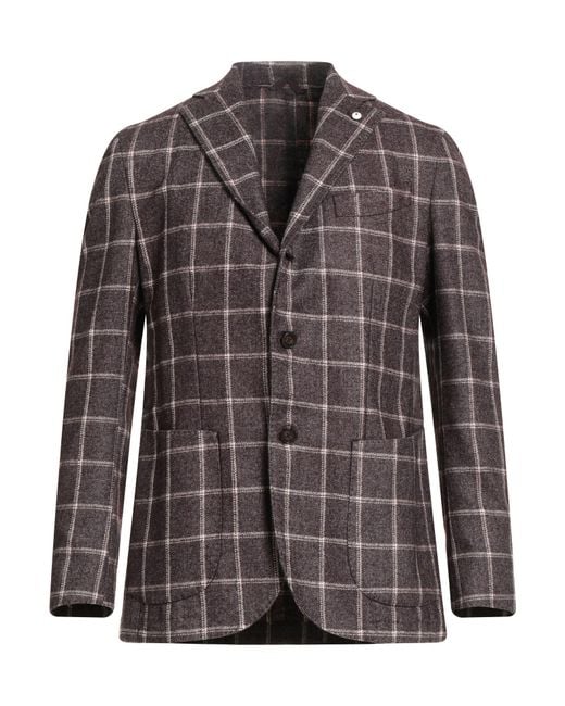 L.b.m. 1911 Brown Blazer Wool, Polyester for men