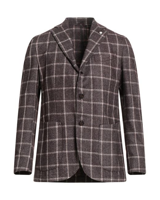 L.b.m. 1911 Brown Blazer Wool, Polyester for men