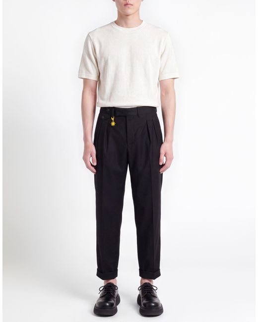 Manuel Ritz Black Pants Virgin Wool, Elastane for men
