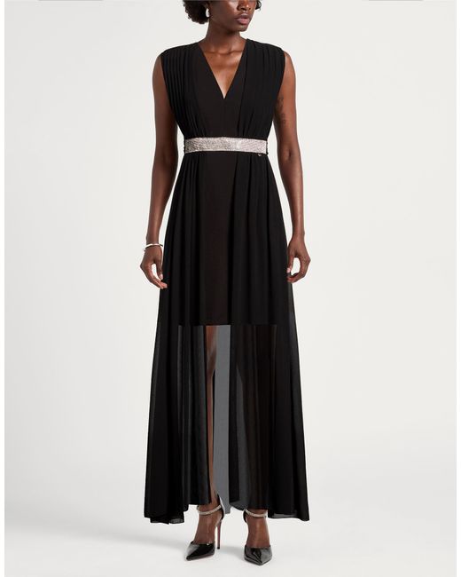 Rinascimento Black Maxi Dress Polyester, Elastane
