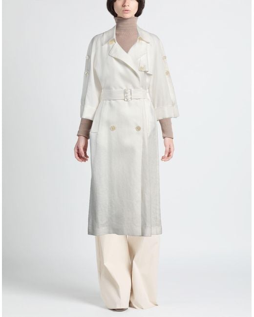 Tagliatore 0205 White Overcoat & Trench Coat Linen