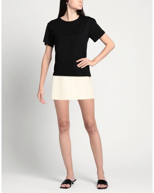 Pinko Natural Ivory Mini Skirt Polyester, Cotton, Acrylic, Metal Fiber, Wool