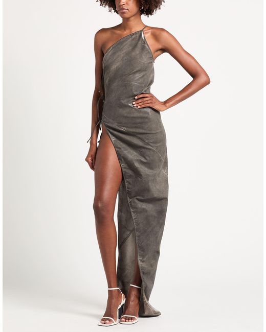 Rick Owens Gray Maxi Dress Cotton, Polyester, Rubber