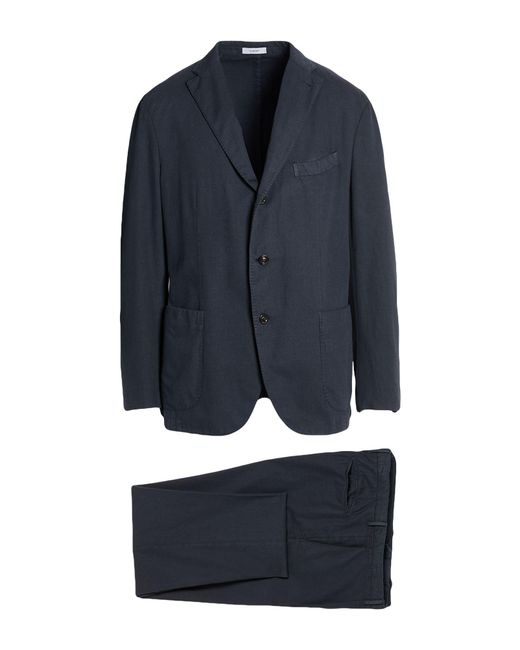 Boglioli Blue Suit Cotton, Linen for men