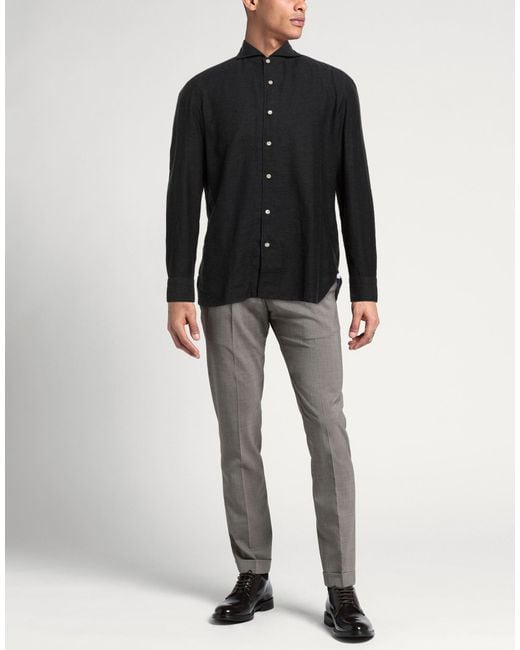 Luigi Borrelli Napoli Black Shirt Cotton, Cashmere for men