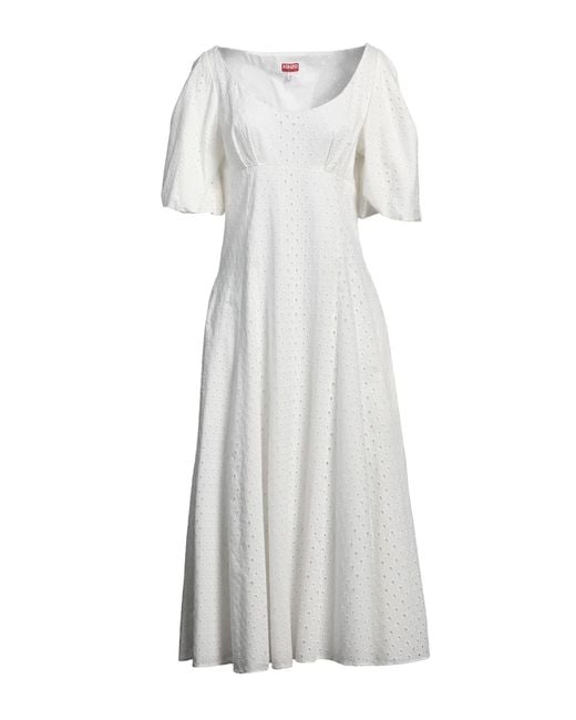 KENZO White Midi Dress Cotton