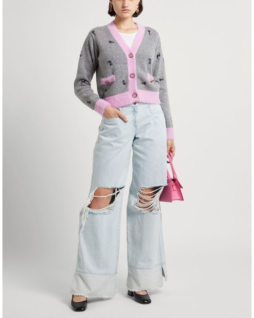 Gcds Gray Cardigan Wool, Polyamide
