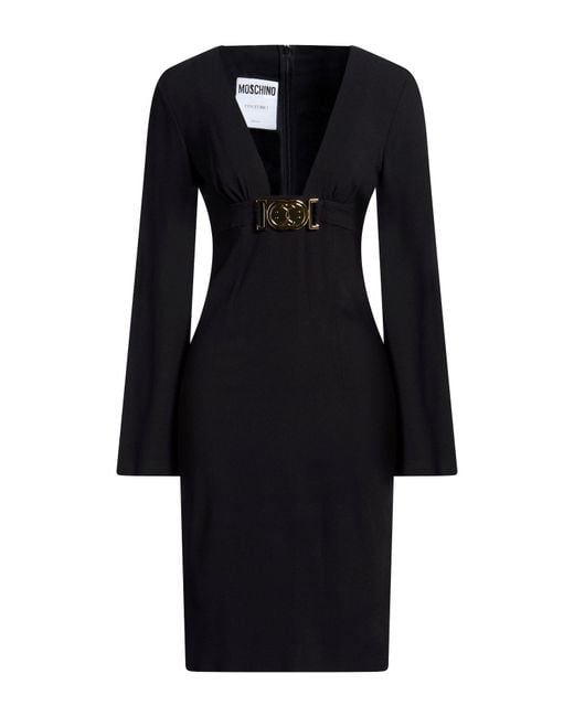 Moschino Black Couture X Smiley Midi Dress Acetate, Viscose