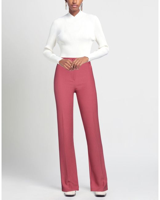 HEBE STUDIO Red Antique Rose Pants Polyester